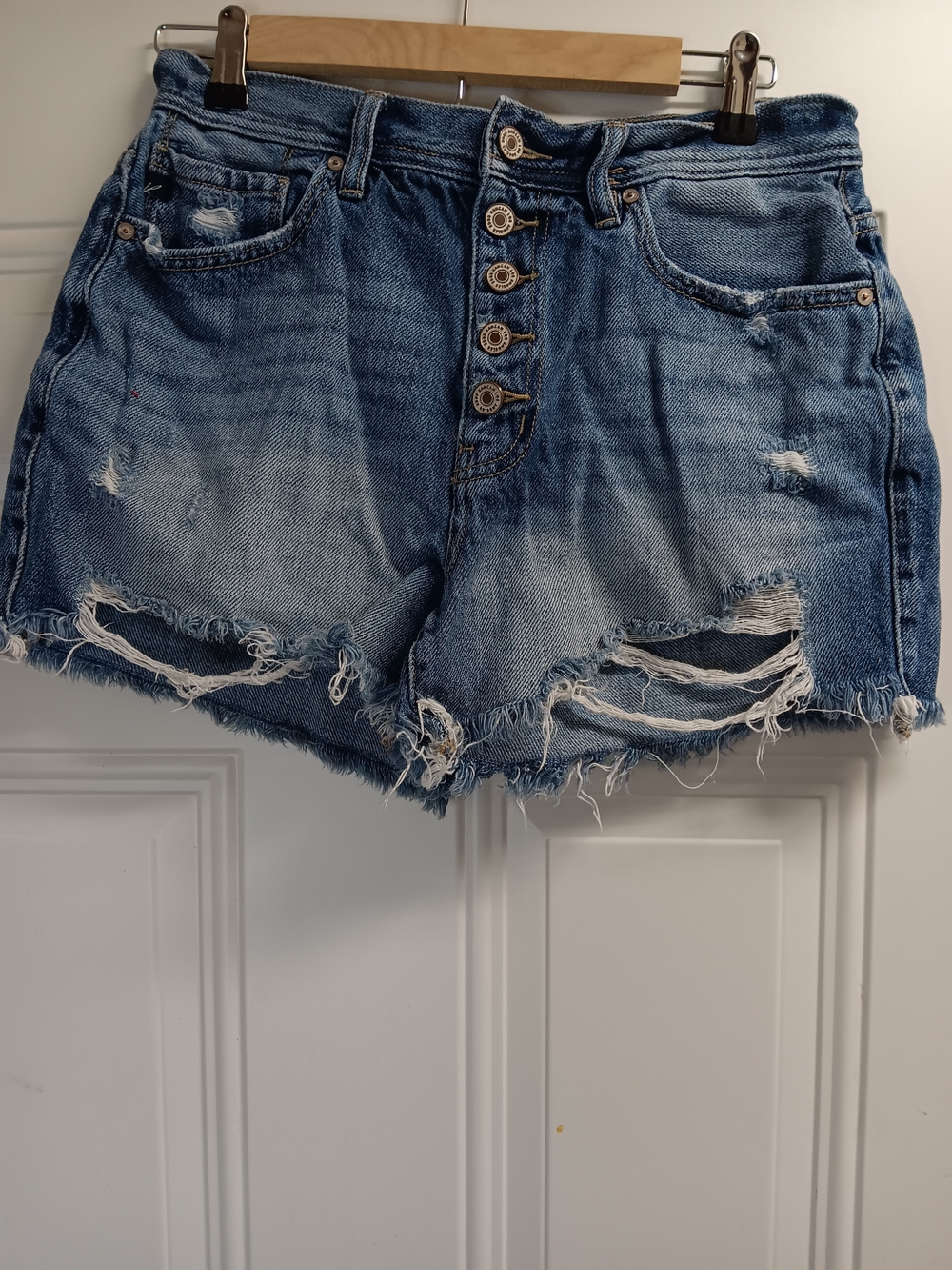 KanCan Light Blue Distressed High-Rise Denim Shorts